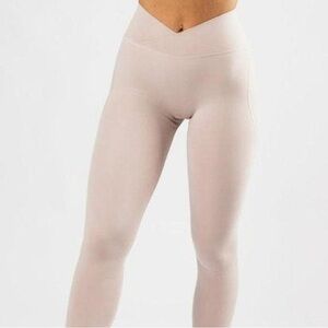 Alphalete Women's Light Pink High-Waisted Cross Over Full Length Leggings